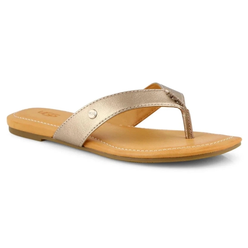 UGG Women's Tuolumne Metallic Bronze Vegan Leather Casual Summer Sandals